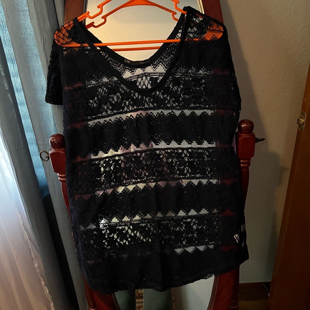 Women black see through top size large